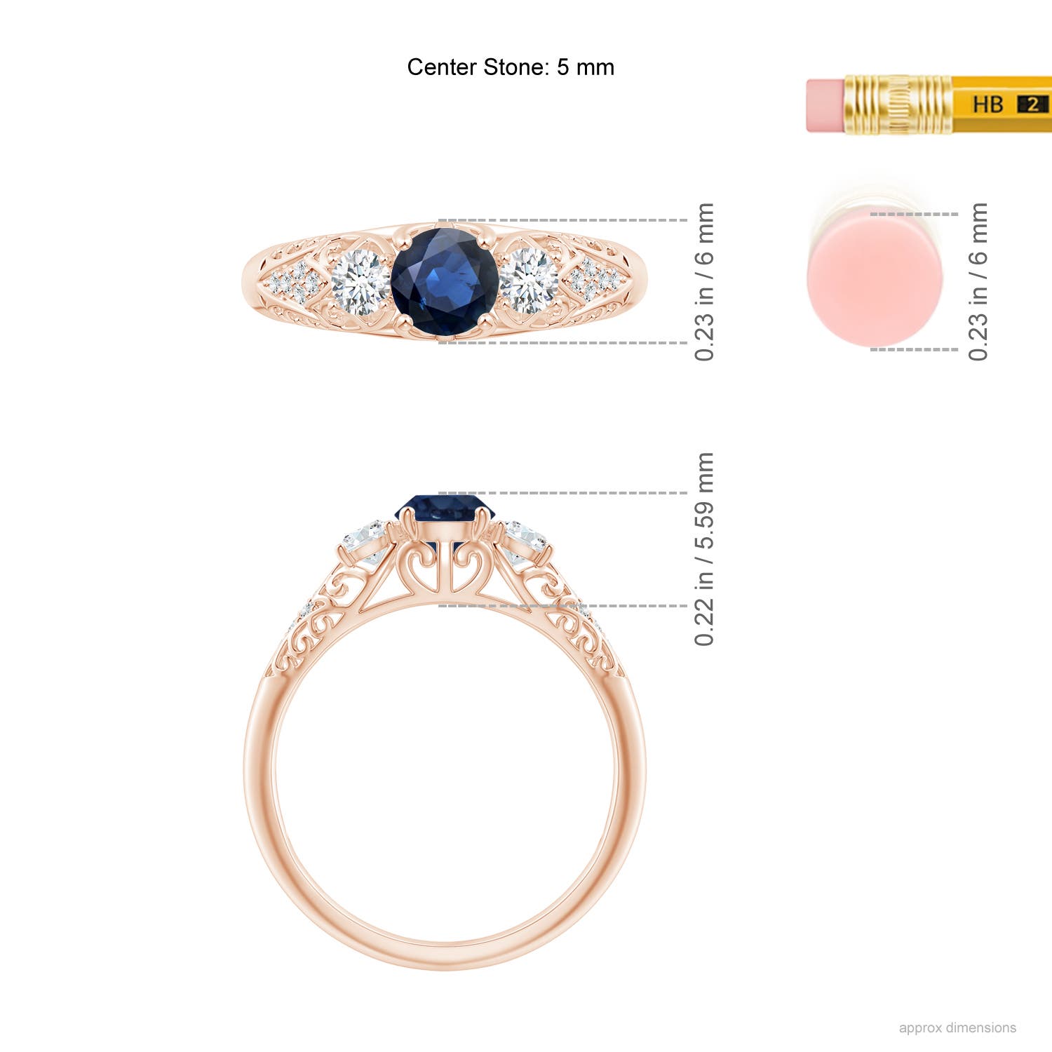 AA - Blue Sapphire / 0.87 CT / 14 KT Rose Gold