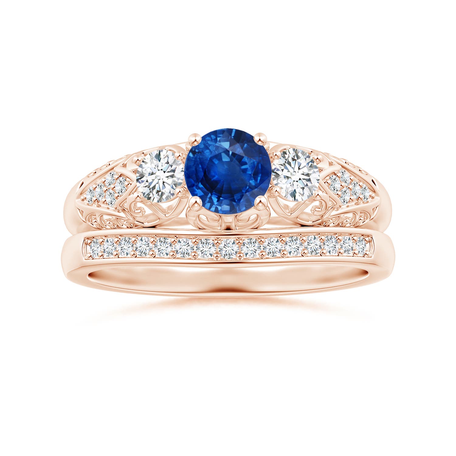 AAA - Blue Sapphire / 0.87 CT / 14 KT Rose Gold