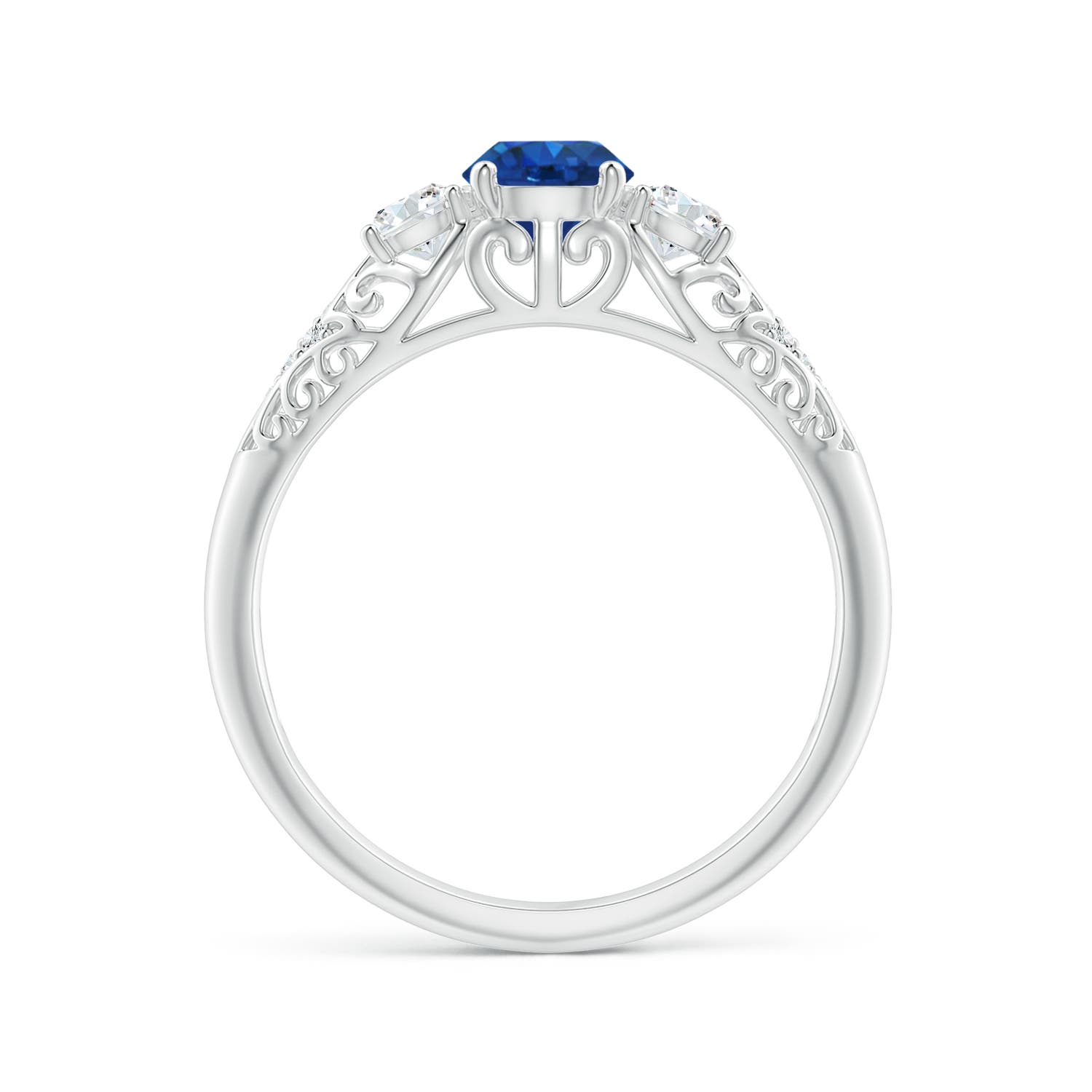 AAA - Blue Sapphire / 0.87 CT / 14 KT White Gold