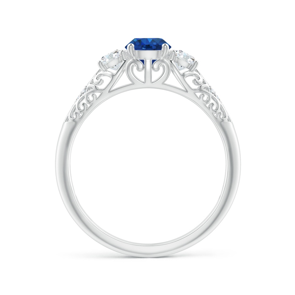 5mm AAA Aeon Vintage Style Sapphire and Diamond Three Stone Engagement Ring in White Gold side-1