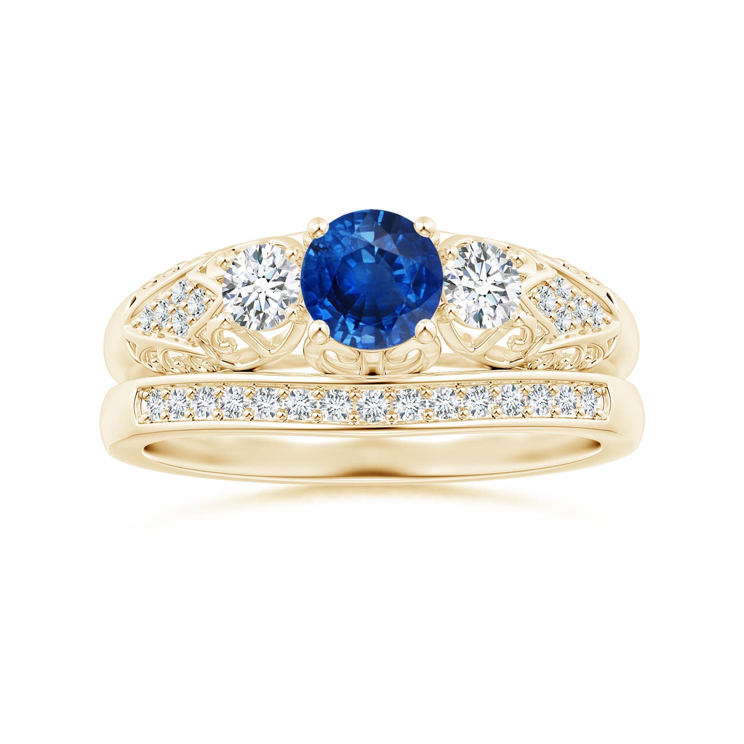 AAA - Blue Sapphire / 0.87 CT / 14 KT Yellow Gold