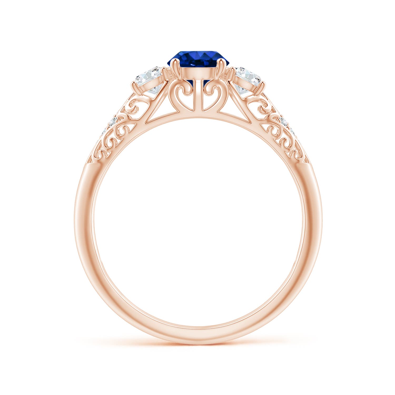 AAAA - Blue Sapphire / 0.87 CT / 14 KT Rose Gold