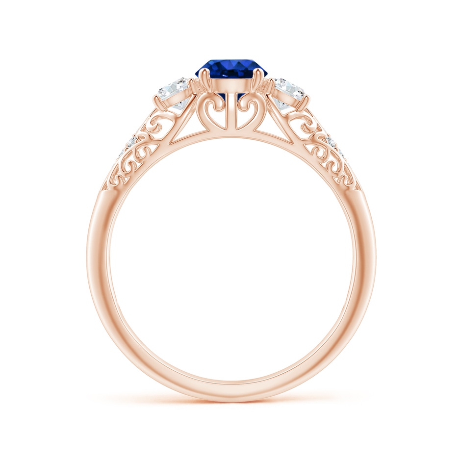 5mm AAAA Aeon Vintage Style Sapphire and Diamond Three Stone Engagement Ring in Rose Gold side-1