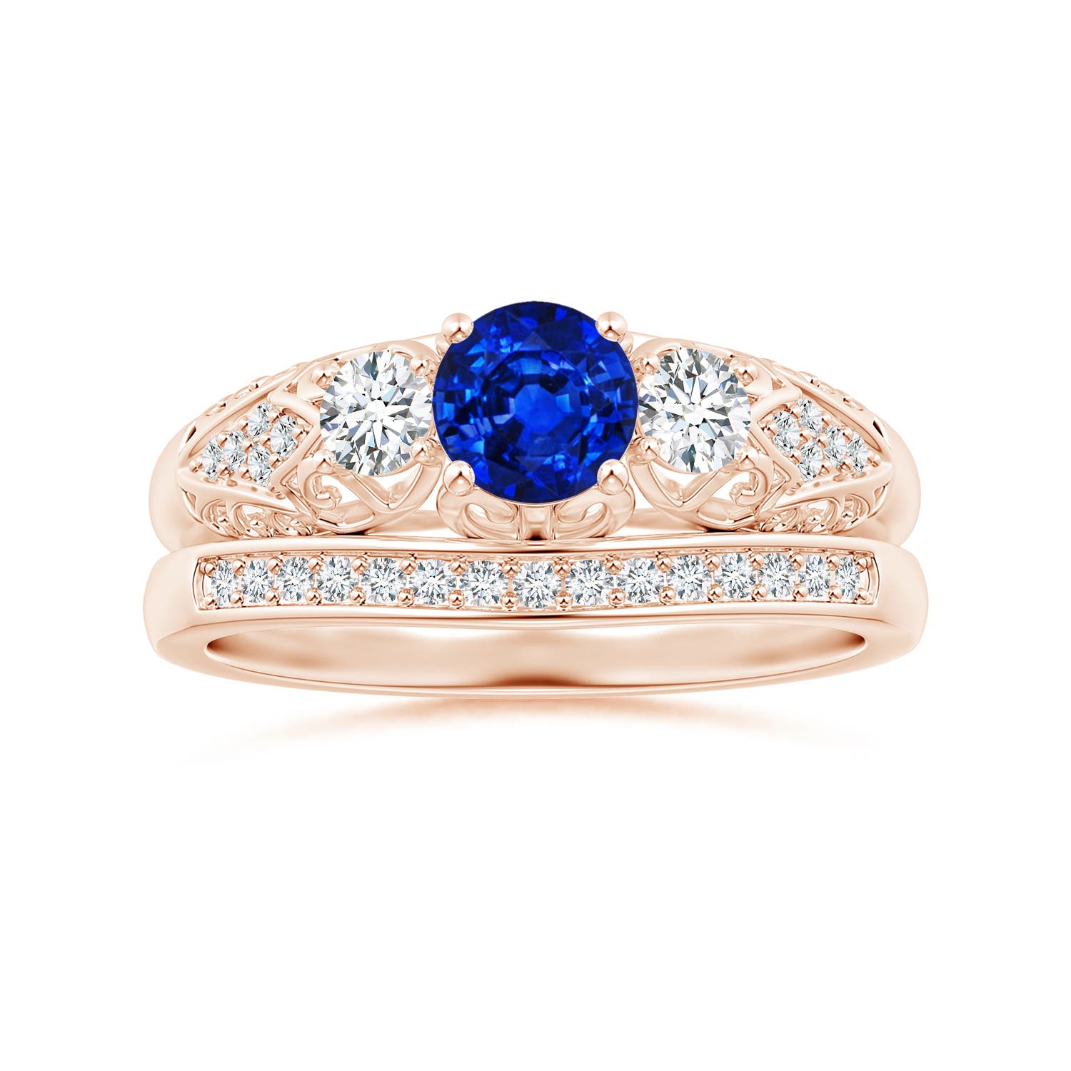 AAAA - Blue Sapphire / 0.87 CT / 14 KT Rose Gold