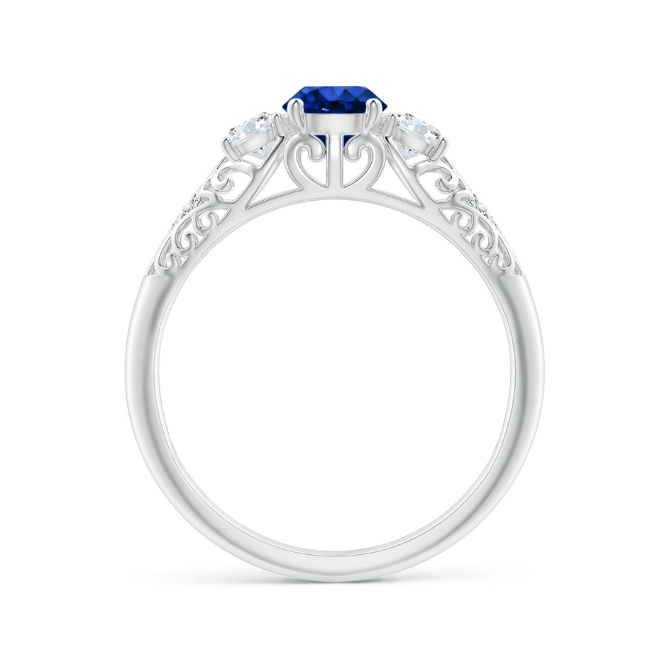 5mm AAAA Aeon Vintage Style Sapphire and Diamond Three Stone Engagement Ring in White Gold side-1