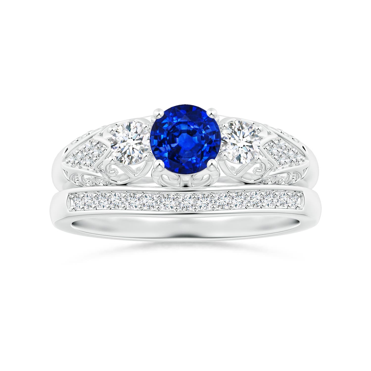 AAAA - Blue Sapphire / 0.87 CT / 14 KT White Gold