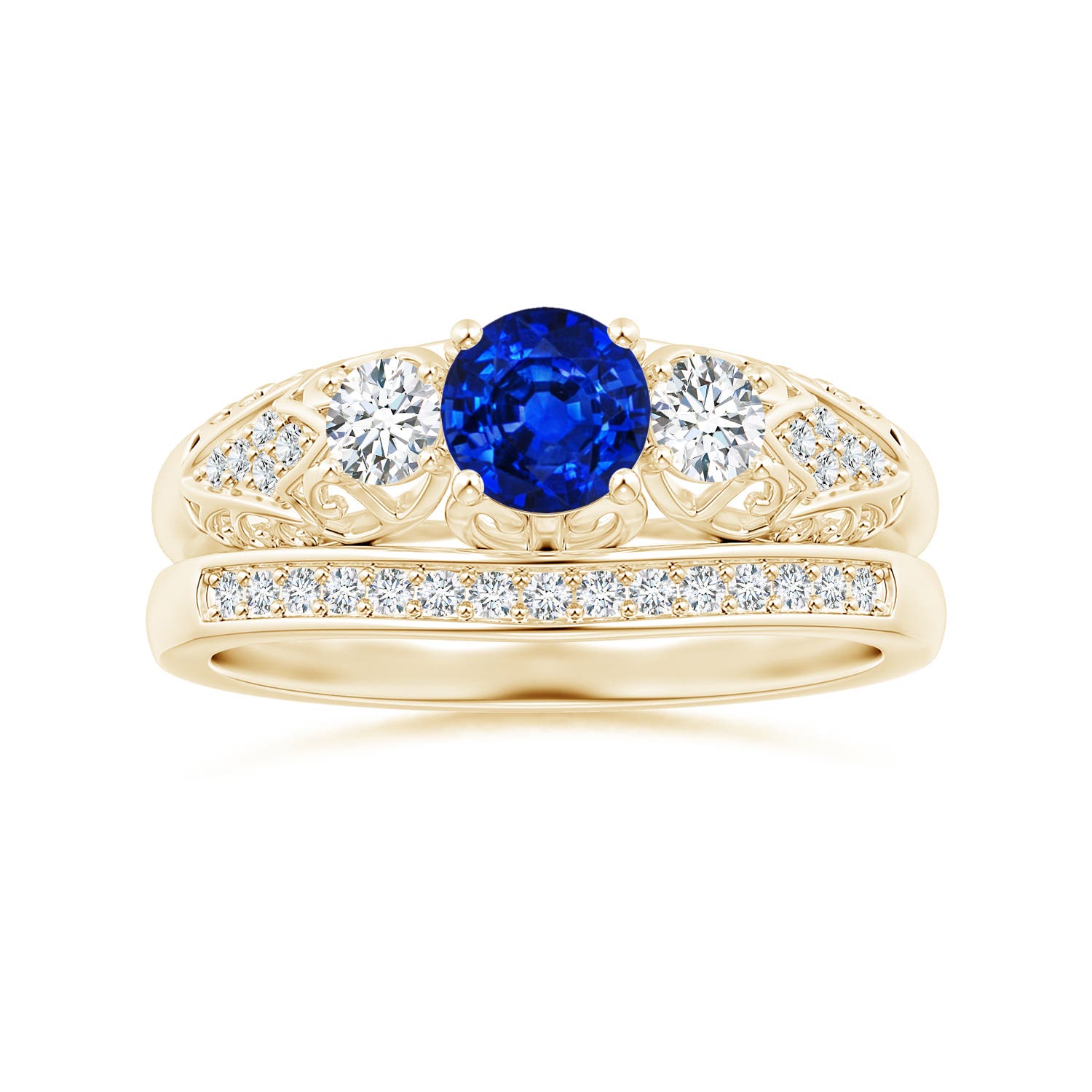 AAAA - Blue Sapphire / 0.87 CT / 14 KT Yellow Gold