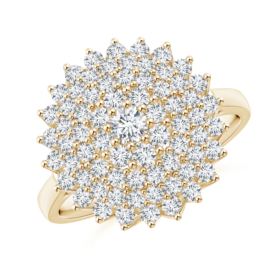 2.9mm GVS2 Diamond Cluster Sunburst Cocktail Ring in Yellow Gold