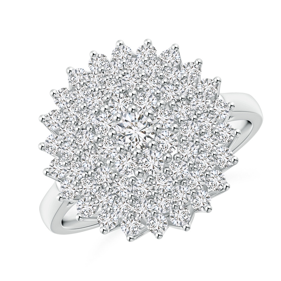 2.9mm HSI2 Diamond Cluster Sunburst Cocktail Ring in White Gold 