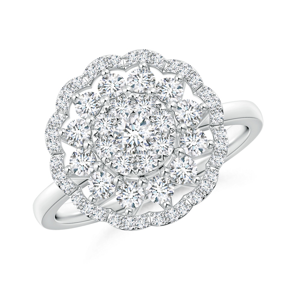 3.25mm GVS2 Composite Diamond Cocktail Ring with Scalloped Halo in P950 Platinum 