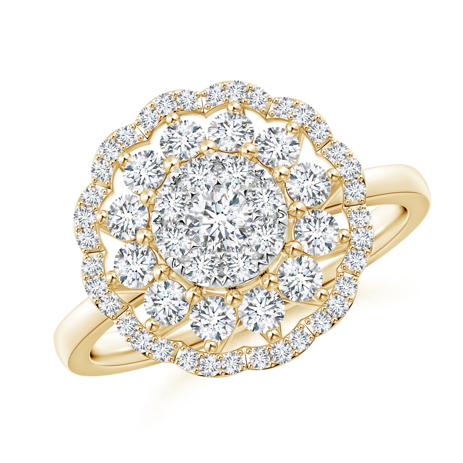 3.25mm GVS2 Composite Diamond Cocktail Ring with Scalloped Halo in Yellow Gold 