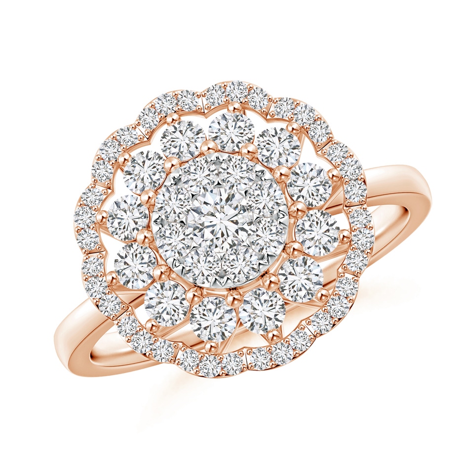 3.25mm HSI2 Composite Diamond Cocktail Ring with Scalloped Halo in Rose Gold 