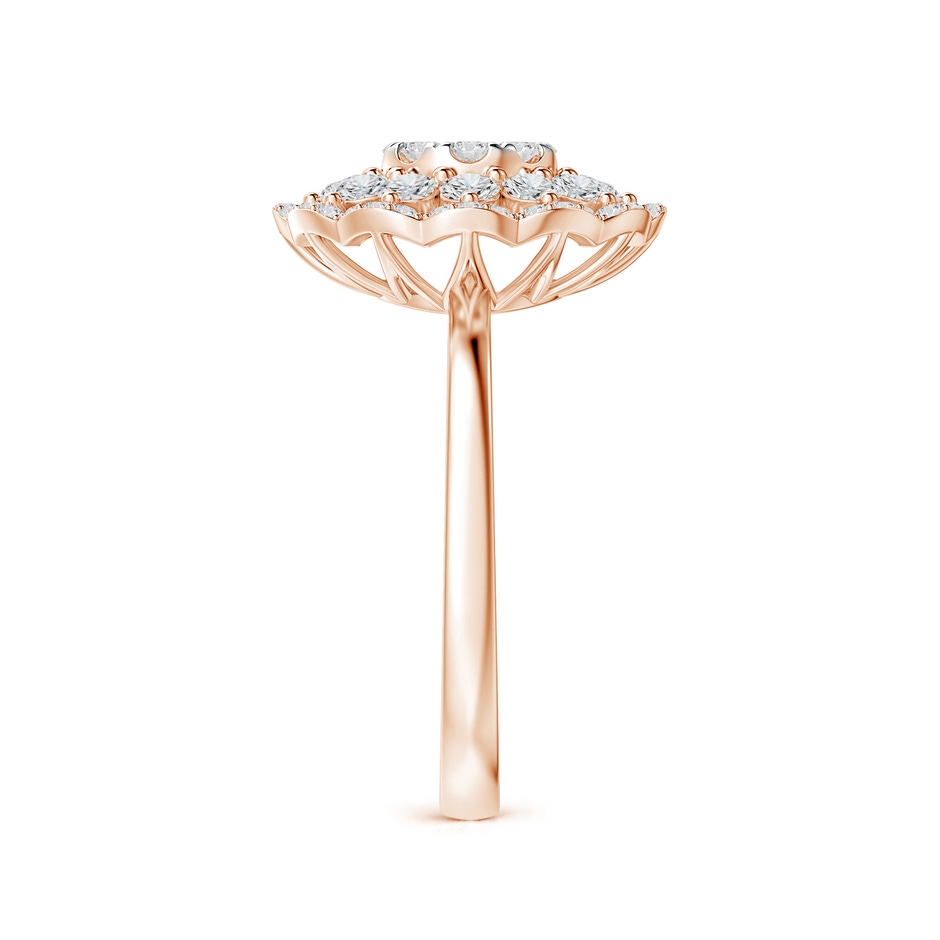 3.25mm HSI2 Composite Diamond Cocktail Ring with Scalloped Halo in Rose Gold side-2