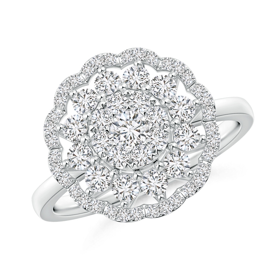 3.25mm HSI2 Composite Diamond Cocktail Ring with Scalloped Halo in White Gold 