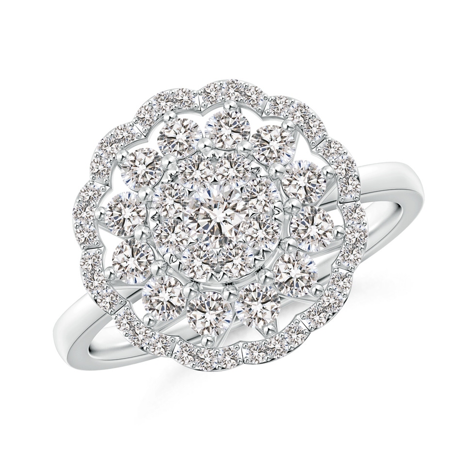 3.25mm IJI1I2 Composite Diamond Cocktail Ring with Scalloped Halo in White Gold 