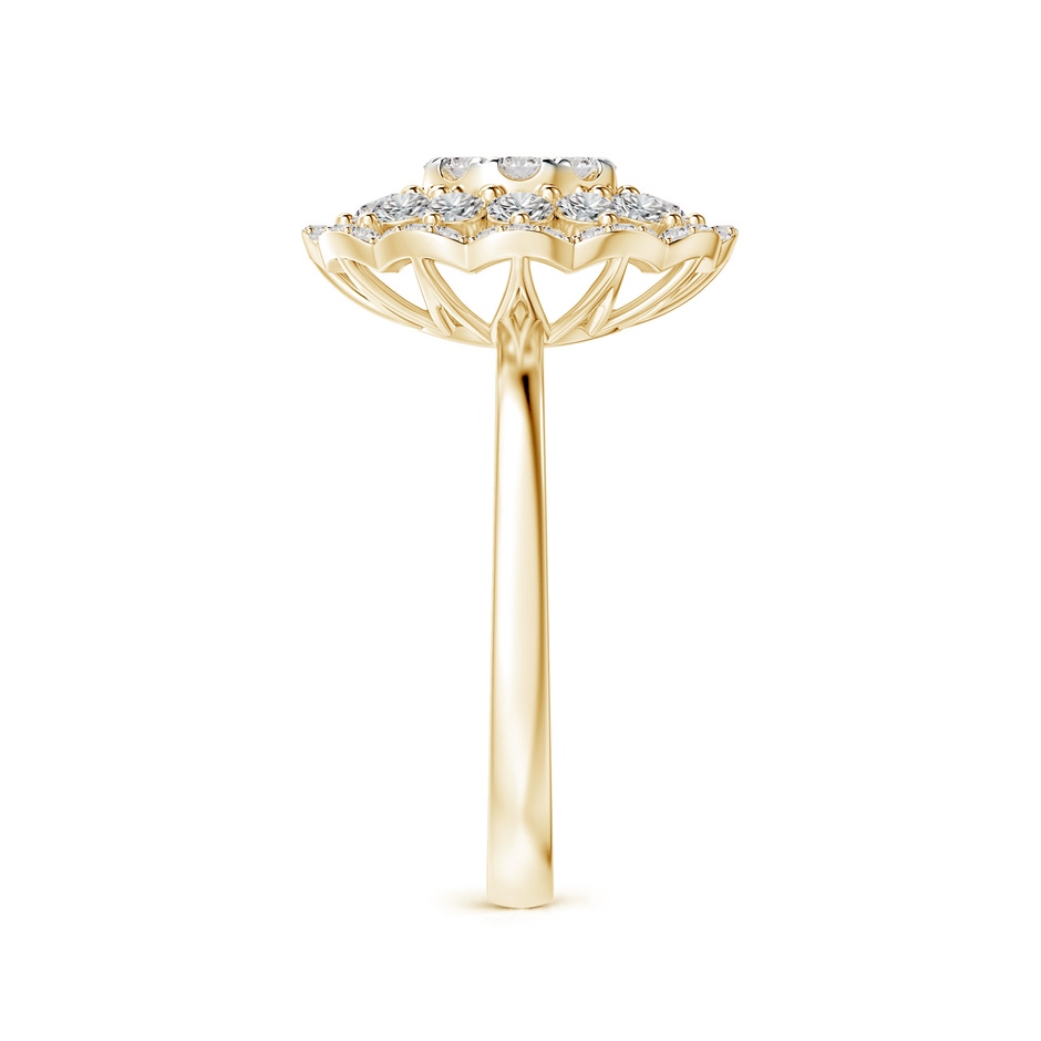 3.25mm IJI1I2 Composite Diamond Cocktail Ring with Scalloped Halo in Yellow Gold side-2