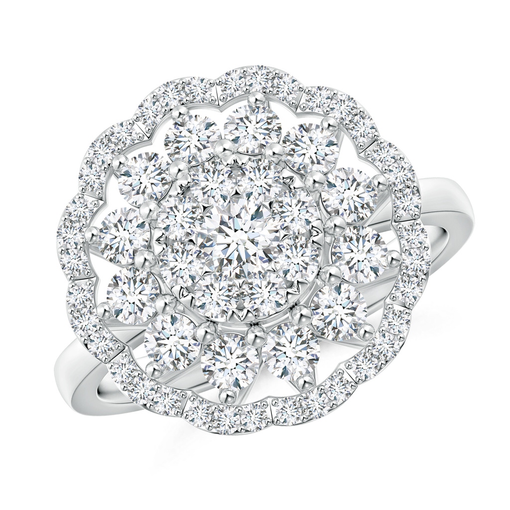 3.6mm GVS2 Composite Diamond Cocktail Ring with Scalloped Halo in White Gold