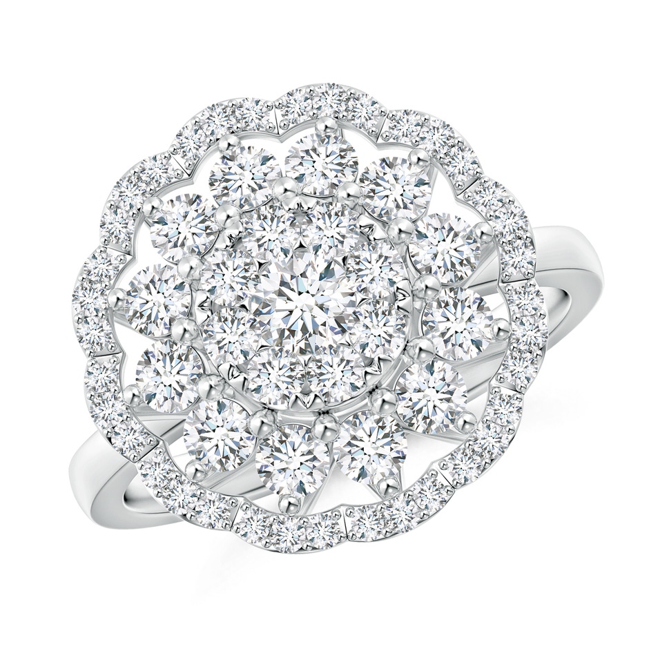 3.6mm GVS2 Composite Diamond Cocktail Ring with Scalloped Halo in White Gold 