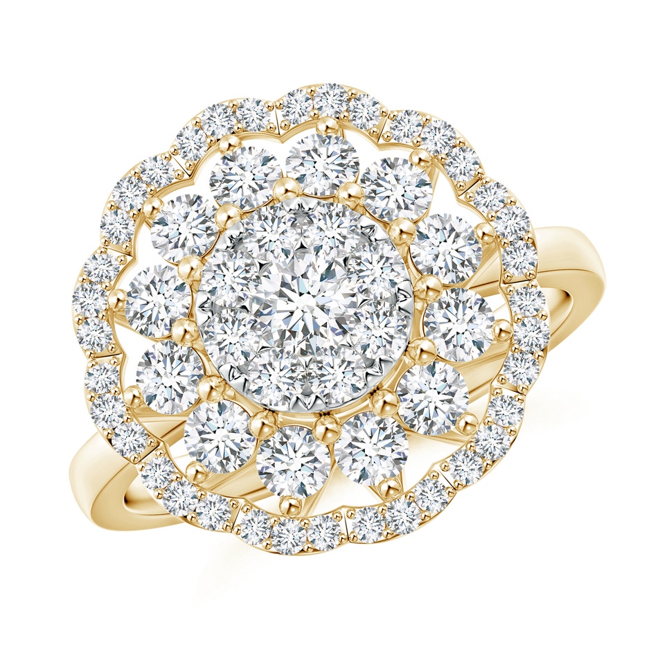 3.6mm GVS2 Composite Diamond Cocktail Ring with Scalloped Halo in Yellow Gold 