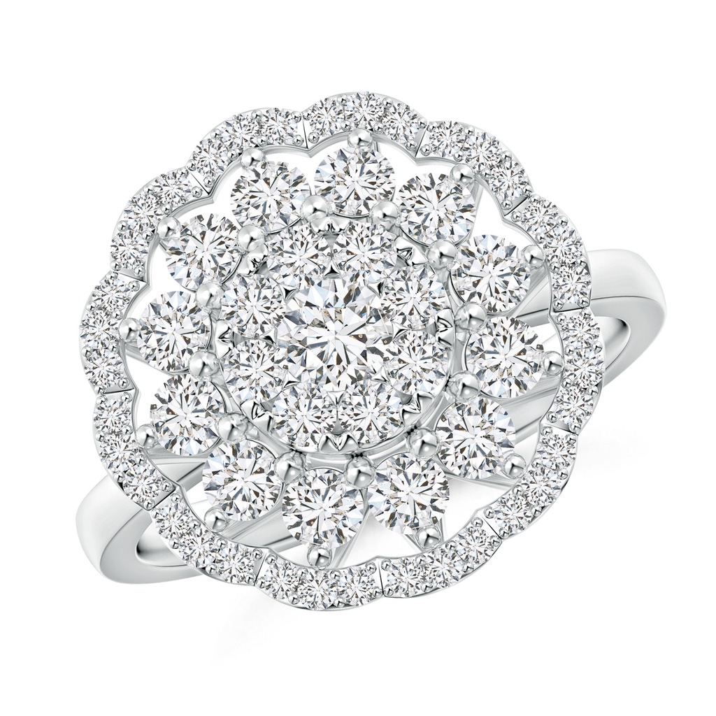 3.6mm HSI2 Composite Diamond Cocktail Ring with Scalloped Halo in White Gold