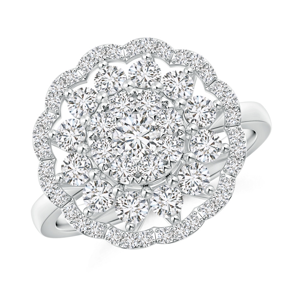 3.6mm HSI2 Composite Diamond Cocktail Ring with Scalloped Halo in White Gold 