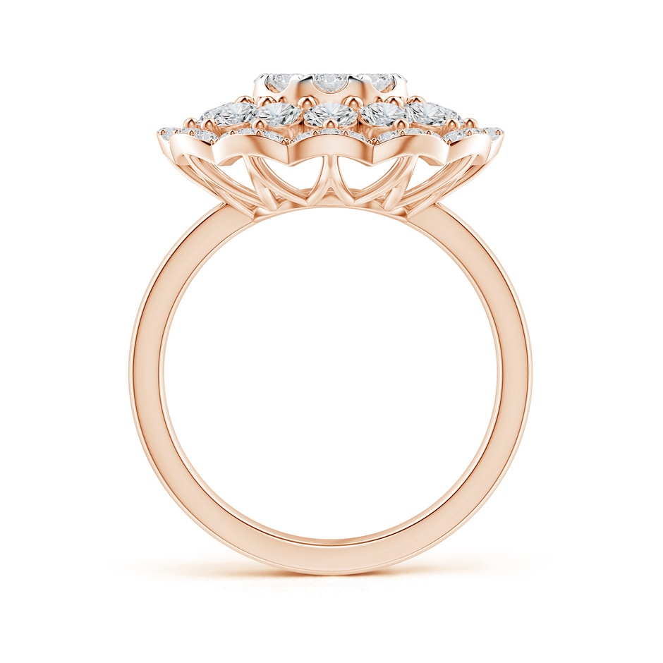 4mm HSI2 Composite Diamond Cocktail Ring with Scalloped Halo in Rose Gold side-1