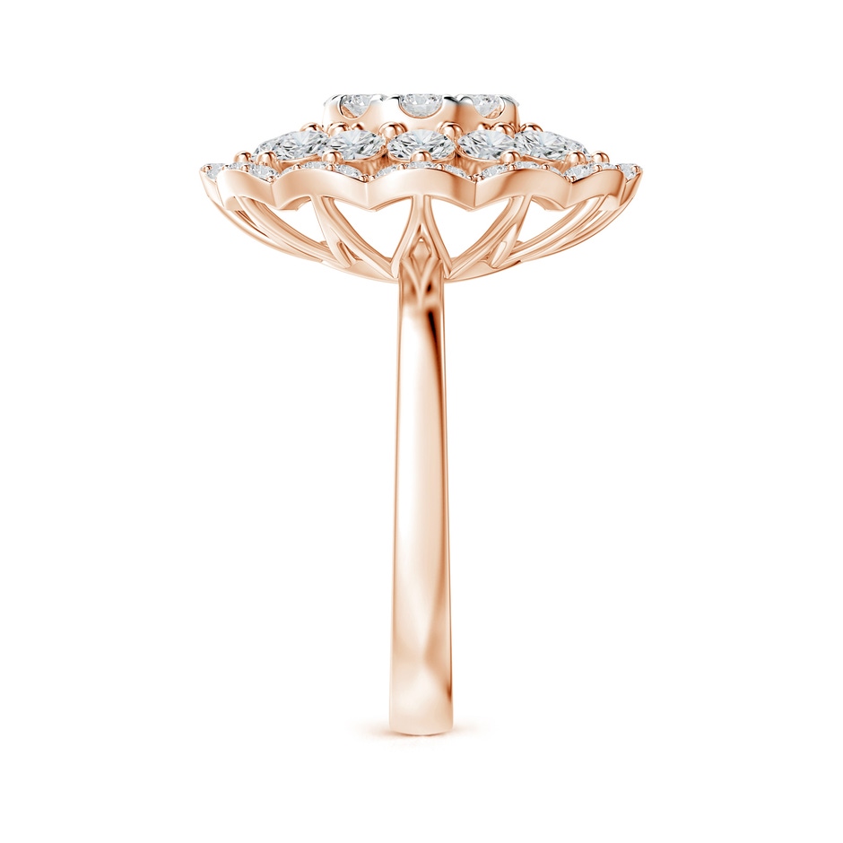 4mm HSI2 Composite Diamond Cocktail Ring with Scalloped Halo in Rose Gold side-2