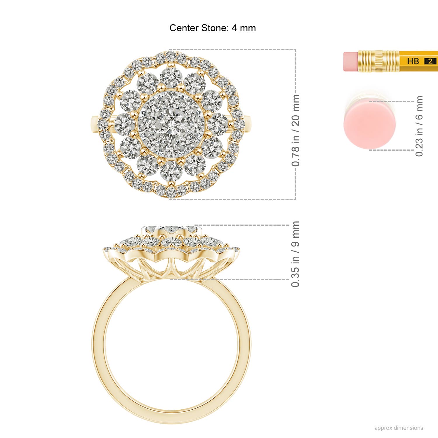 K, I3 / 1.9 CT / 14 KT Yellow Gold