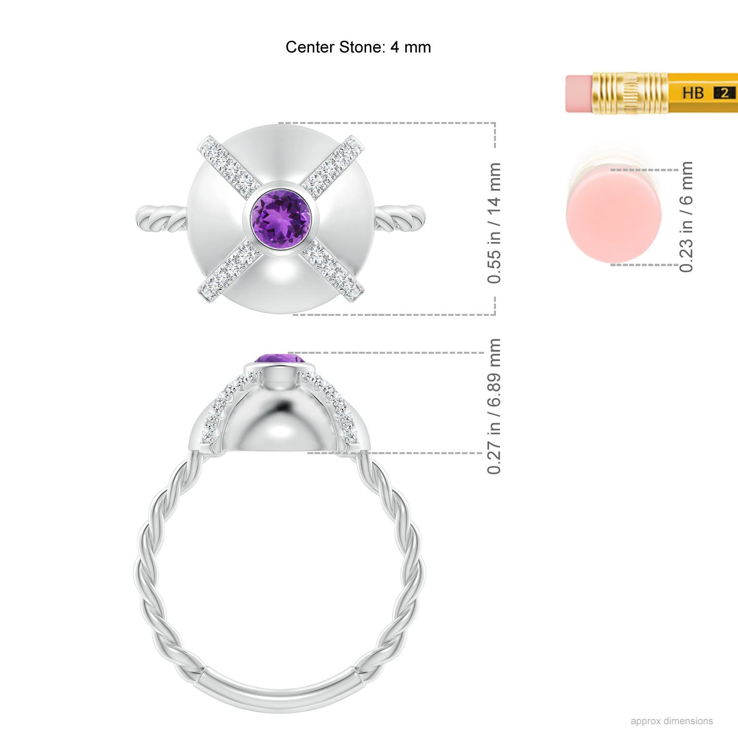 AAA - Amethyst / 0.45 CT / 14 KT White Gold