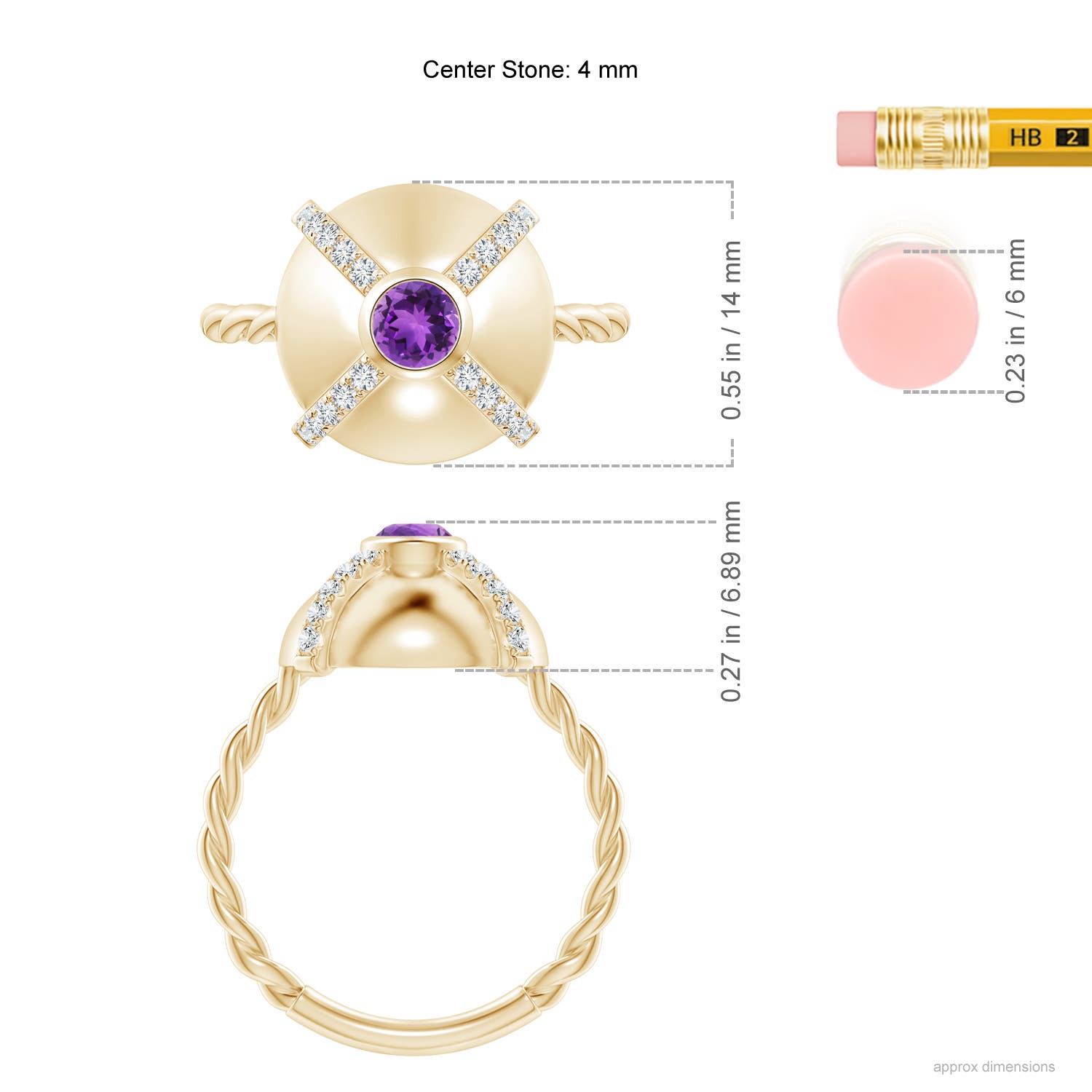 AAA - Amethyst / 0.45 CT / 14 KT Yellow Gold