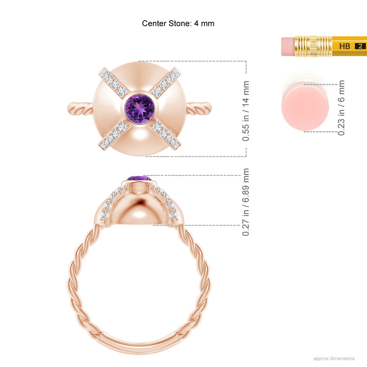 AAAA - Amethyst / 0.45 CT / 14 KT Rose Gold