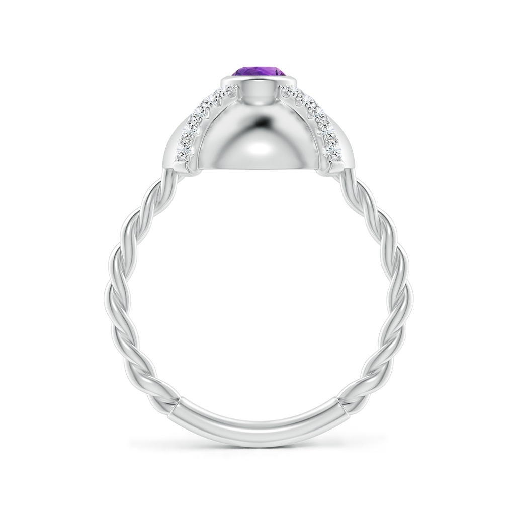 4mm AAAA Amethyst Aquarius Criss-Cross Domed Ring with Diamonds in White Gold Side-1