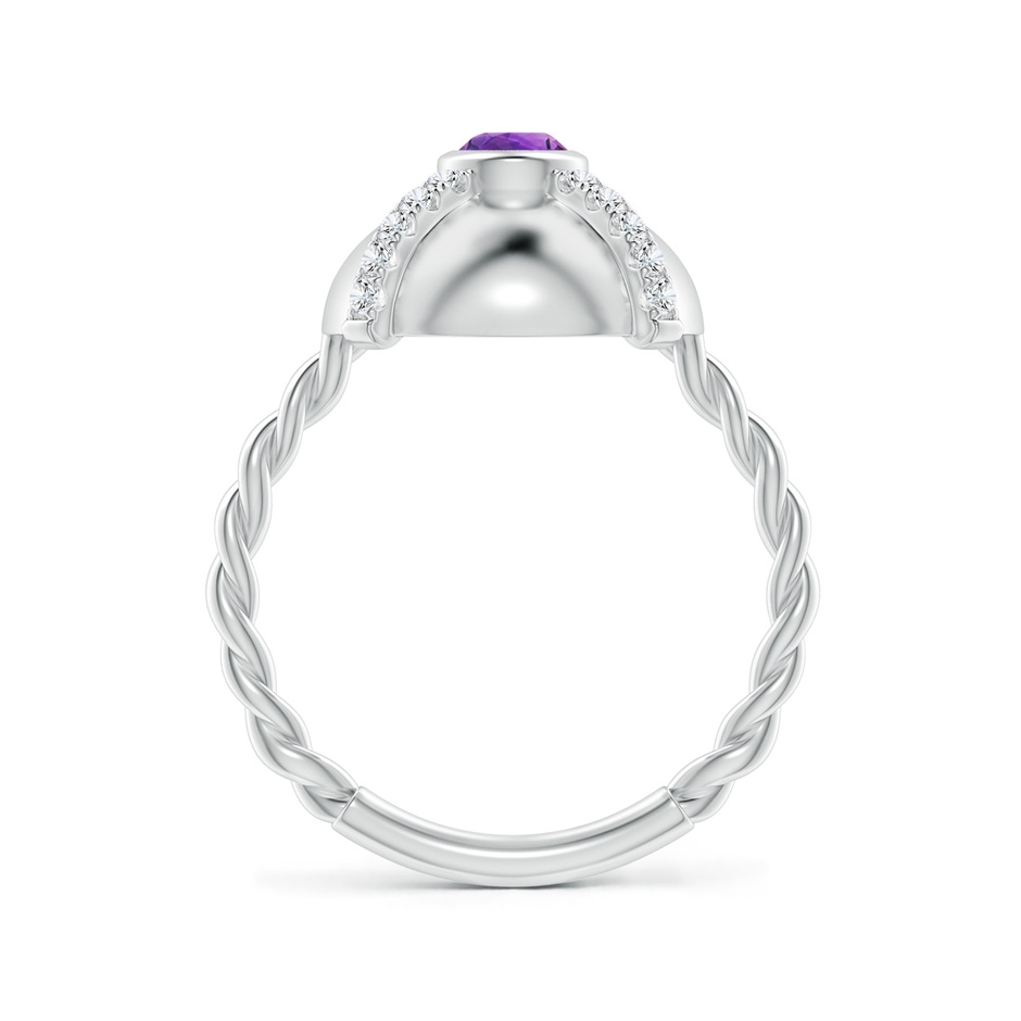 4mm AAAA Amethyst Aquarius Criss-Cross Domed Ring with Diamonds in White Gold side-1