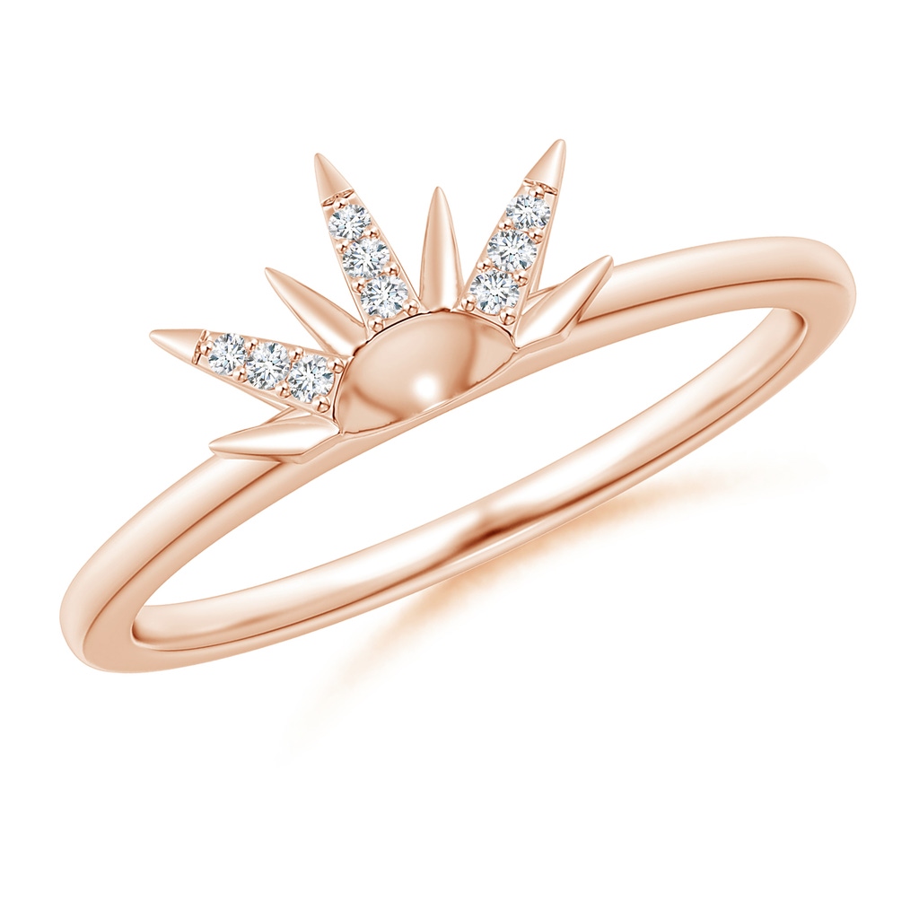 5mm AAAA Starburst Freshwater Pearl and Diamond Gemini Stackable Ring in Rose Gold Side-4