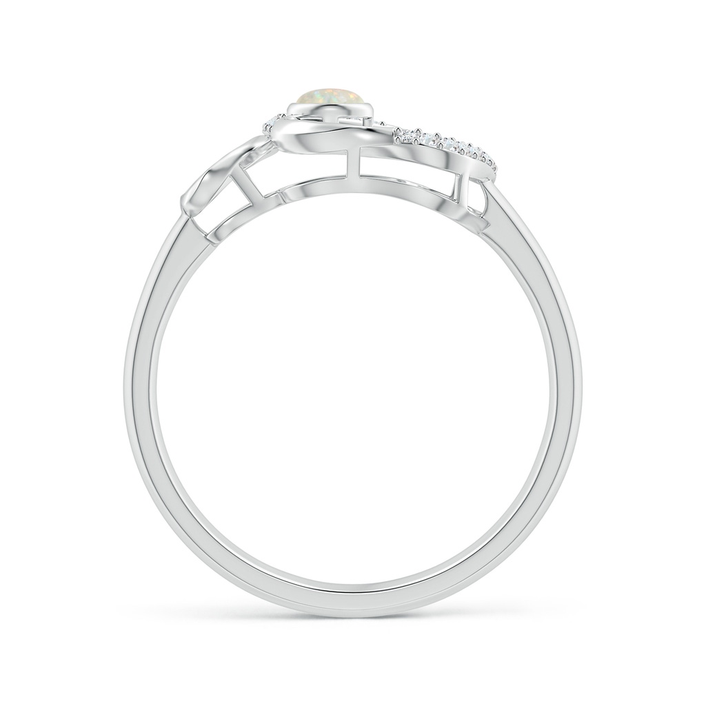 3mm AAA Bezel-Set Opal Libra Floral Ribbon Ring with Diamond Accents in White Gold - side_1