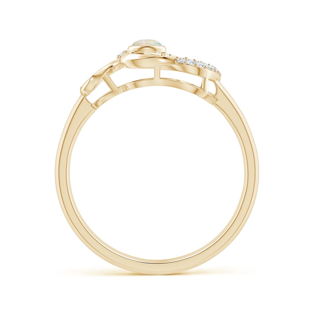 3mm AAAA Bezel-Set Opal Libra Floral Ribbon Ring with Diamond Accents in Yellow Gold - side_1