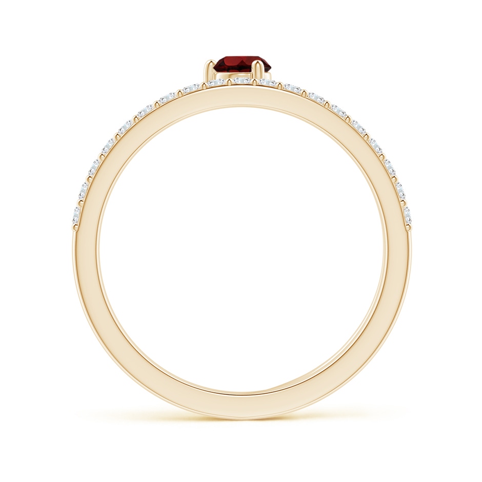 3.5mm AAA Garnet Capricorn Double Shank Ring with Diamonds in 9K Yellow Gold side-1