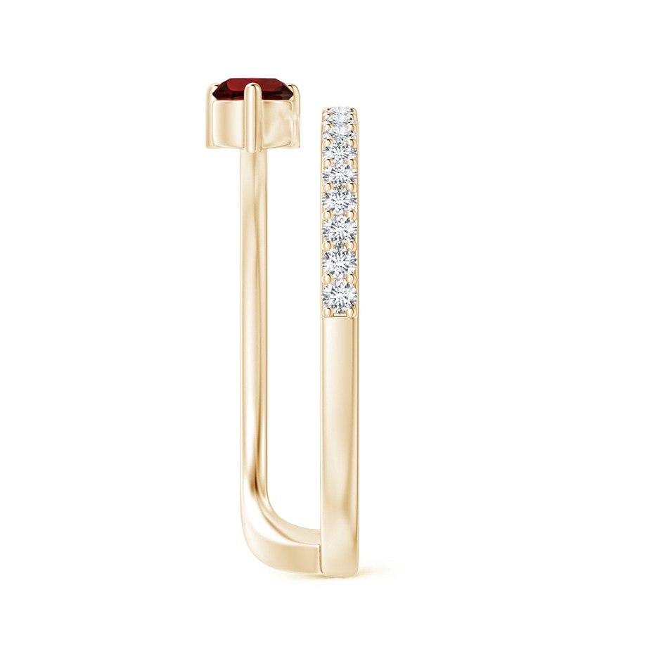 3.5mm AAA Garnet Capricorn Double Shank Ring with Diamonds in 9K Yellow Gold side-2