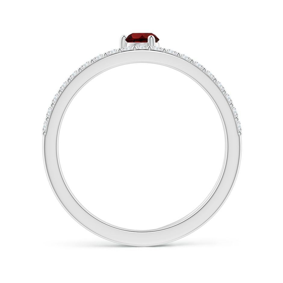 3.5mm AAA Garnet Capricorn Double Shank Ring with Diamonds in White Gold side-1