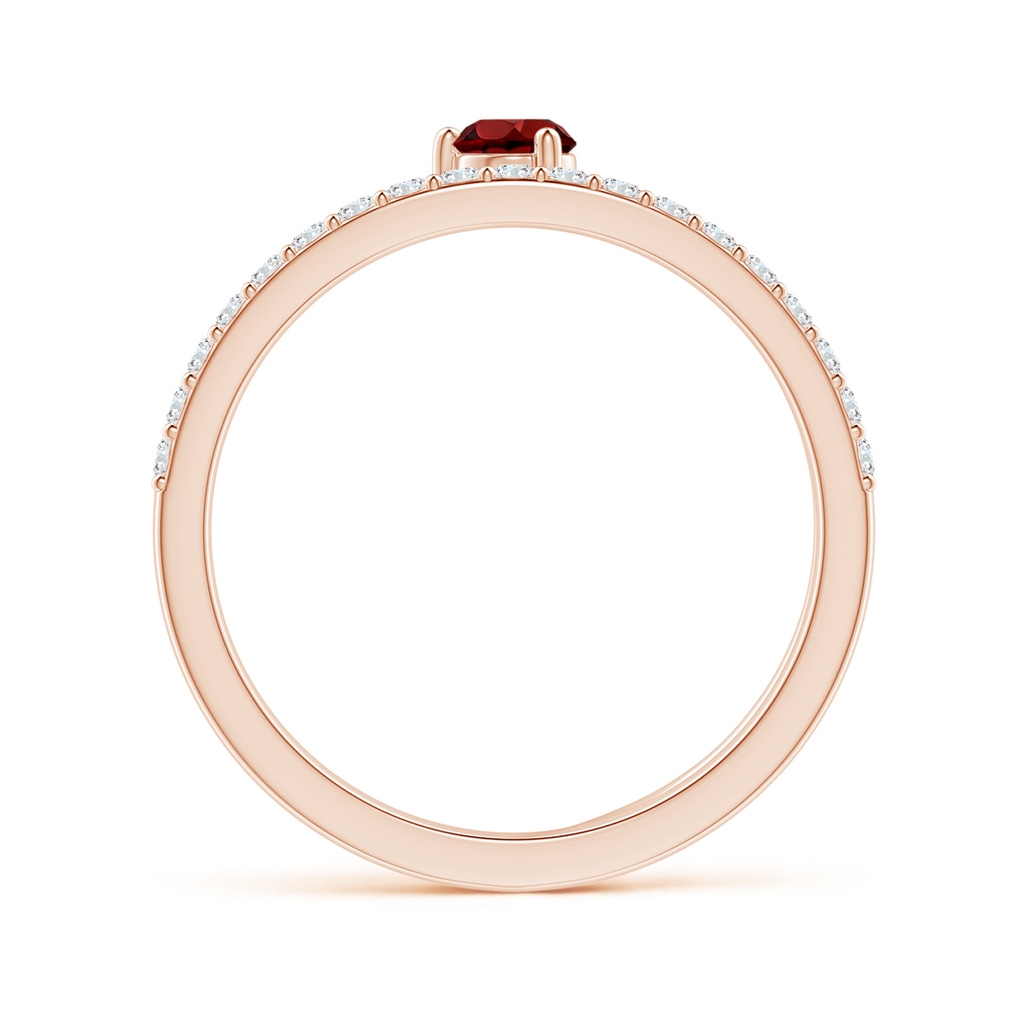 3.5mm AAAA Garnet Capricorn Double Shank Ring with Diamonds in Rose Gold - side_1
