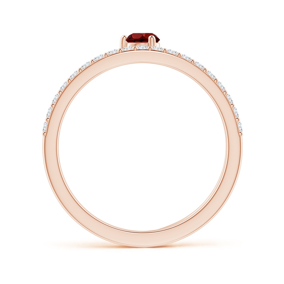 3.5mm AAAA Garnet Capricorn Double Shank Ring with Diamonds in Rose Gold side-1