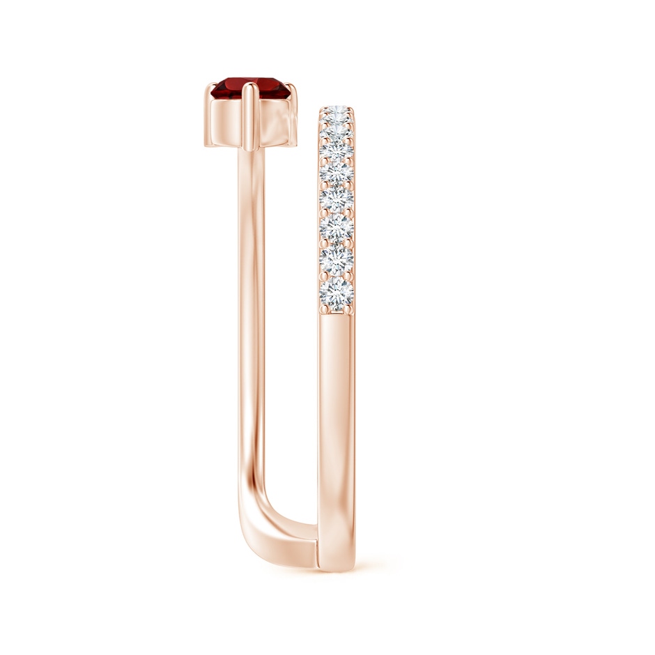 3.5mm AAAA Garnet Capricorn Double Shank Ring with Diamonds in Rose Gold side-2