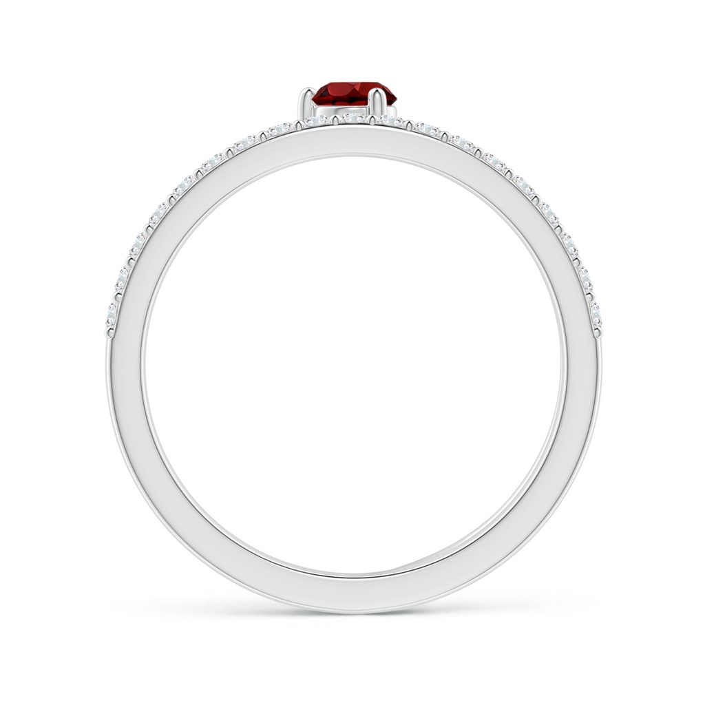 3.5mm AAAA Garnet Capricorn Double Shank Ring with Diamonds in White Gold - side_1