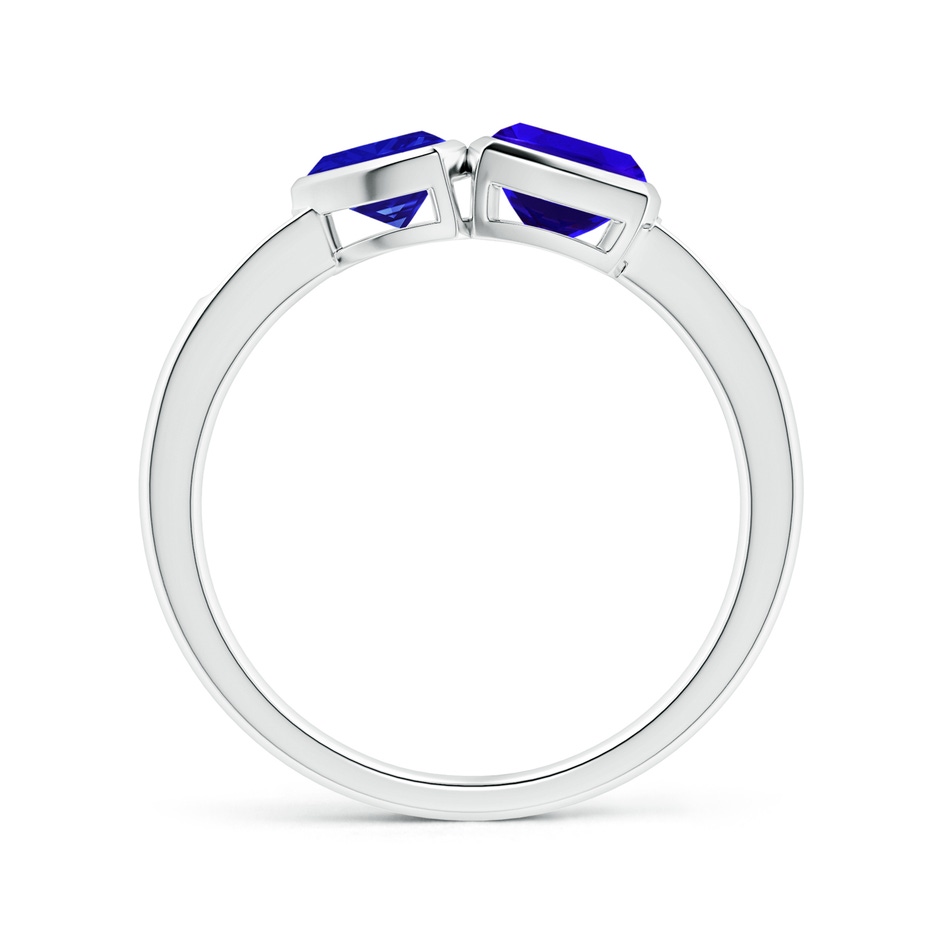 5mm AAAA Cushion & Trillion Tanzanite Sagittarius Two Stone Ring in White Gold side-1