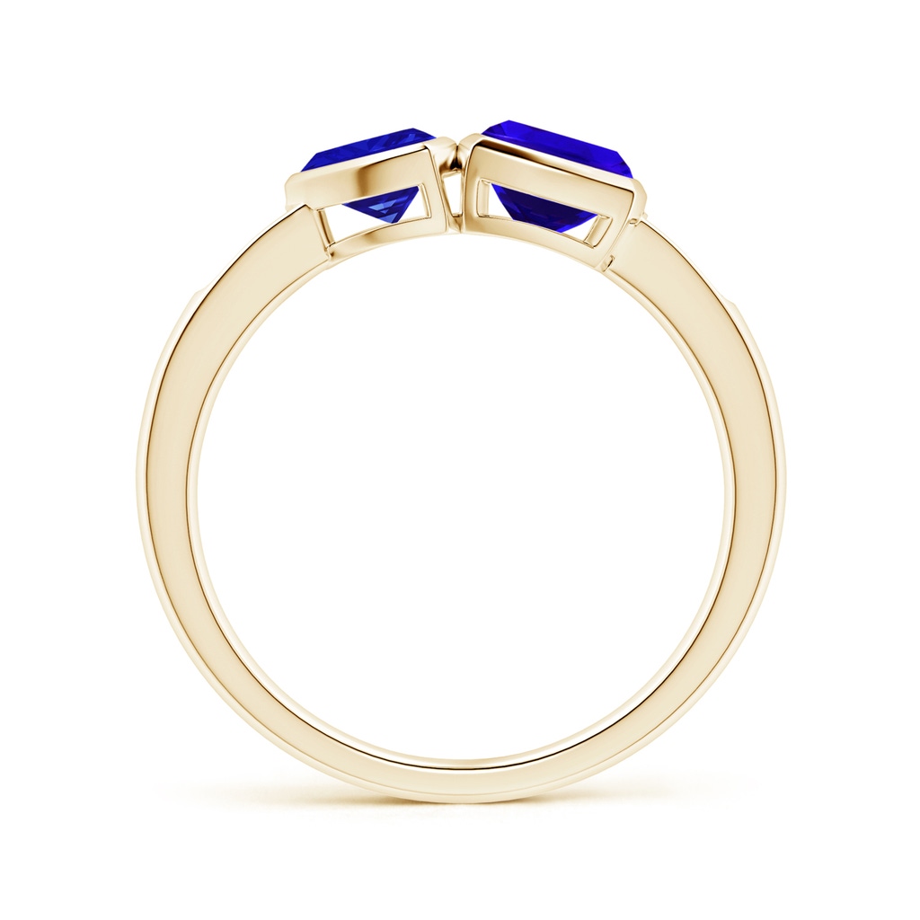 5mm AAAA Cushion & Trillion Tanzanite Sagittarius Two Stone Ring in Yellow Gold - side_1