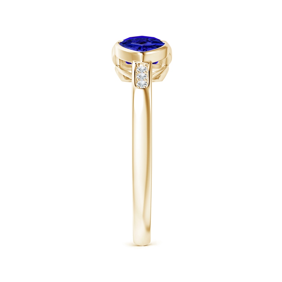 5mm AAAA Cushion & Trillion Tanzanite Sagittarius Two Stone Ring in Yellow Gold side-2