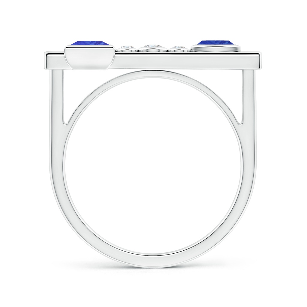 4mm AAA Square & Trillion Tanzanite Sagittarius Ring with Diamonds in White Gold - side_1