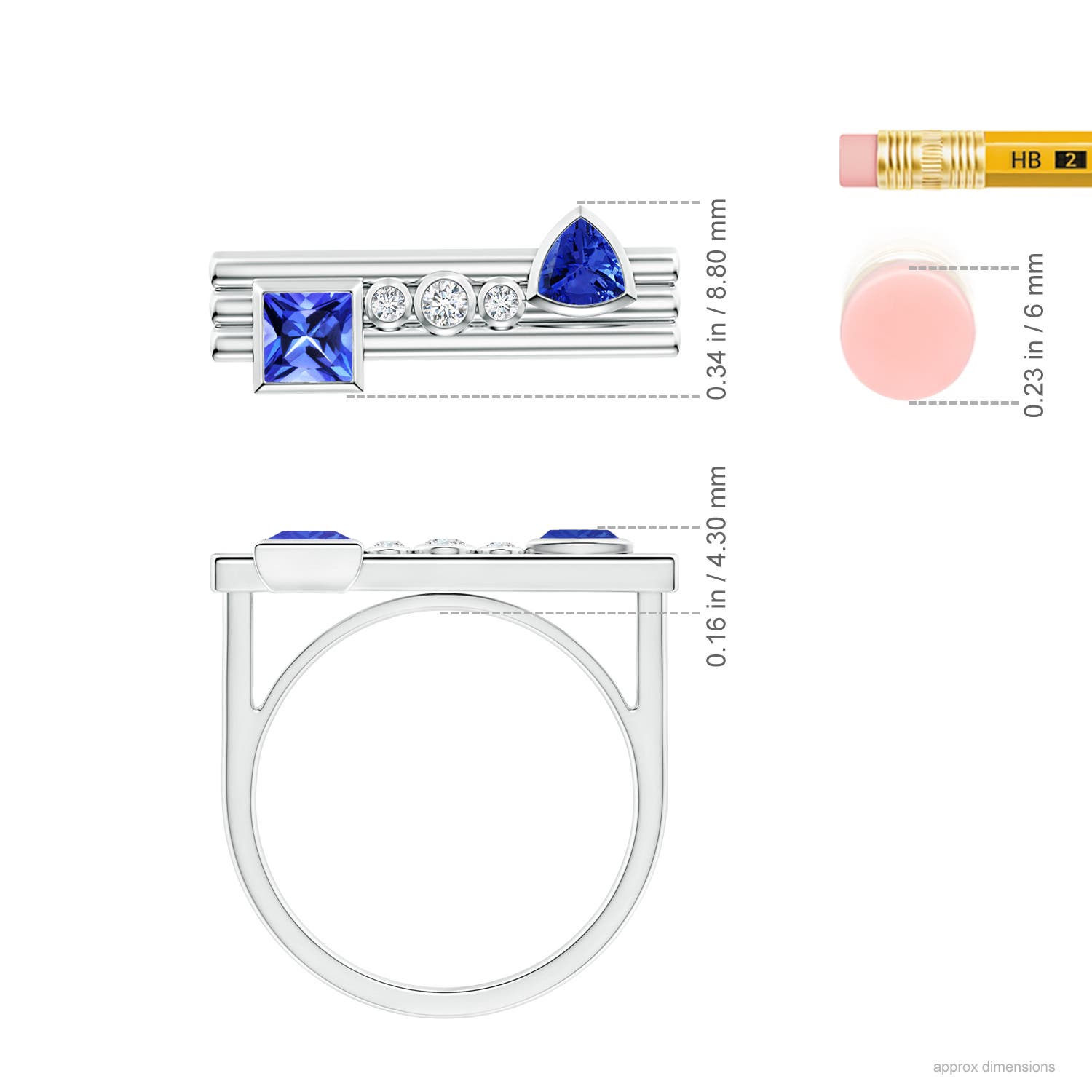 AAA - Tanzanite / 0.61 CT / 14 KT White Gold