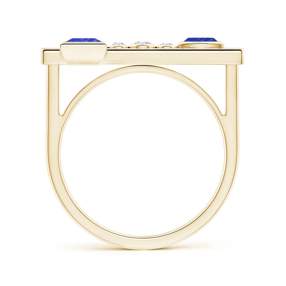 4mm AAA Square & Trillion Tanzanite Sagittarius Ring with Diamonds in Yellow Gold side-1