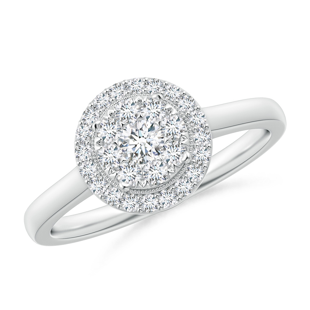 3.3mm GVS2 Composite Diamond Halo Ring with Milgrain in White Gold